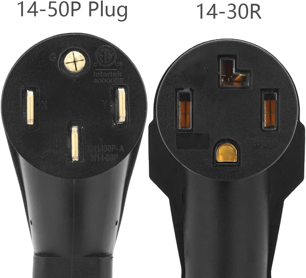 14-50P to 14-30R Adapter Cord, 50Amp to 30Amp Dryer Power Adapter Cable, 1 Foot N148