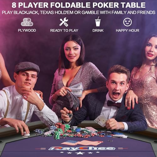 50 inch Foldable Octagon Poker Table with Stainless Steel Cup Holders M62222