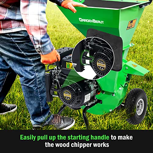 7HP 212cc Gas Powered Wood Chipper Shredder Mulcher with Debris Bag G1243