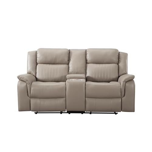 Double Recliner Sofa with Pillow Top Armrest and Storage O663
