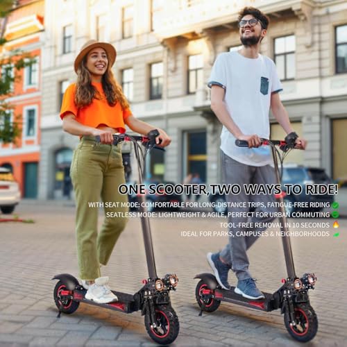 1200W Electric Scooter with Seat 11" Offroad 34MPH Speed 31-35 Miles Range 48V 18Ah Folding E Scooter M762729