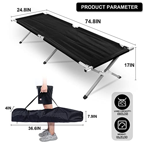 Folding Camping Cot with Storage Bag Black M29366