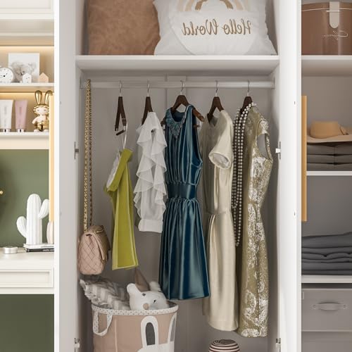 White 3 Door Armoire Wardrobe with Shelves O117