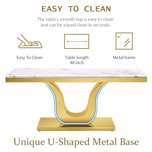 White Silver Rectangle 48" Coffee Table N216