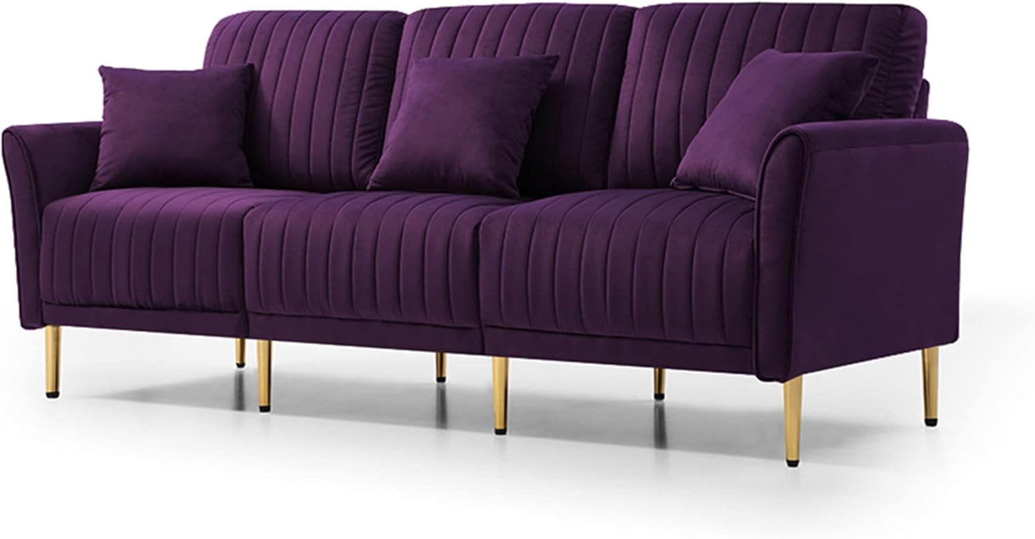 3-Piece Velvet Purple Sectional Sofa Set C9466