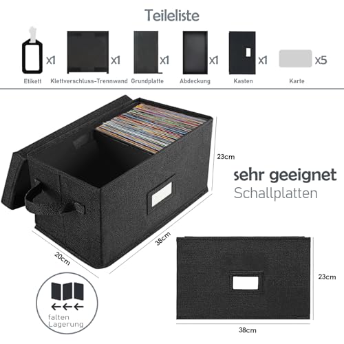 Grey Vinyl Record Storage Box with Lid X410