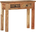 Rectangular Console Table with Solid Acacia Wood and Reclaimed Wood - Rustic Brown Hall Table with 2 Drawers - 35.6"x11.8"x29.5" C57257