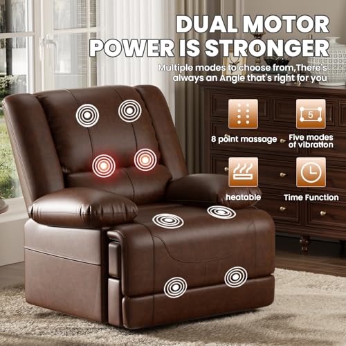 Red Brown Power Lift Recliner Chair with Massage and Heat O360