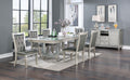 Silver Grey 7pc Dining Table with Glass Insert Top and 6 Side Chairs O88746