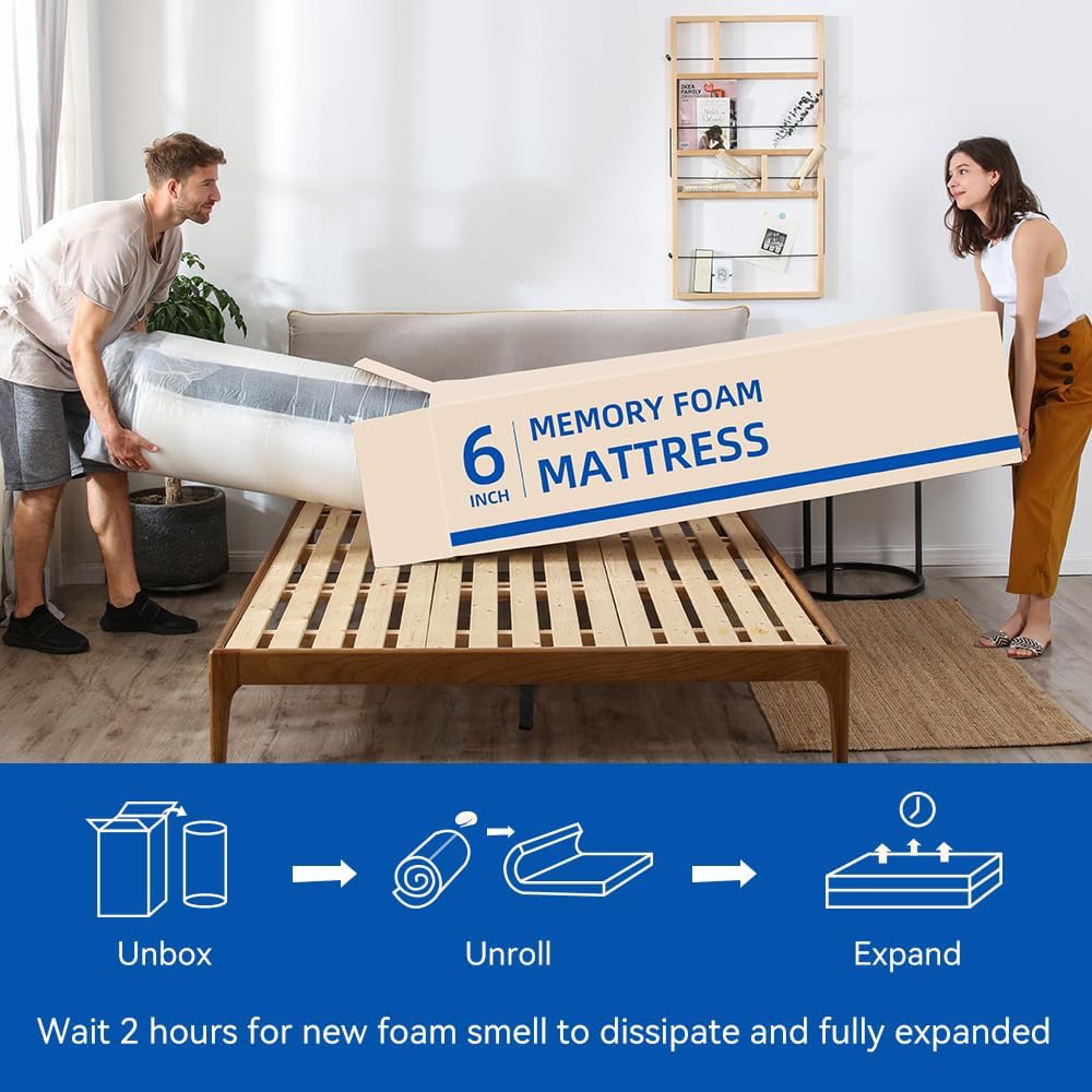 Full Size 10 Inch Cooling Green Tea Gel Medium Firm Memory Foam Mattress R194951