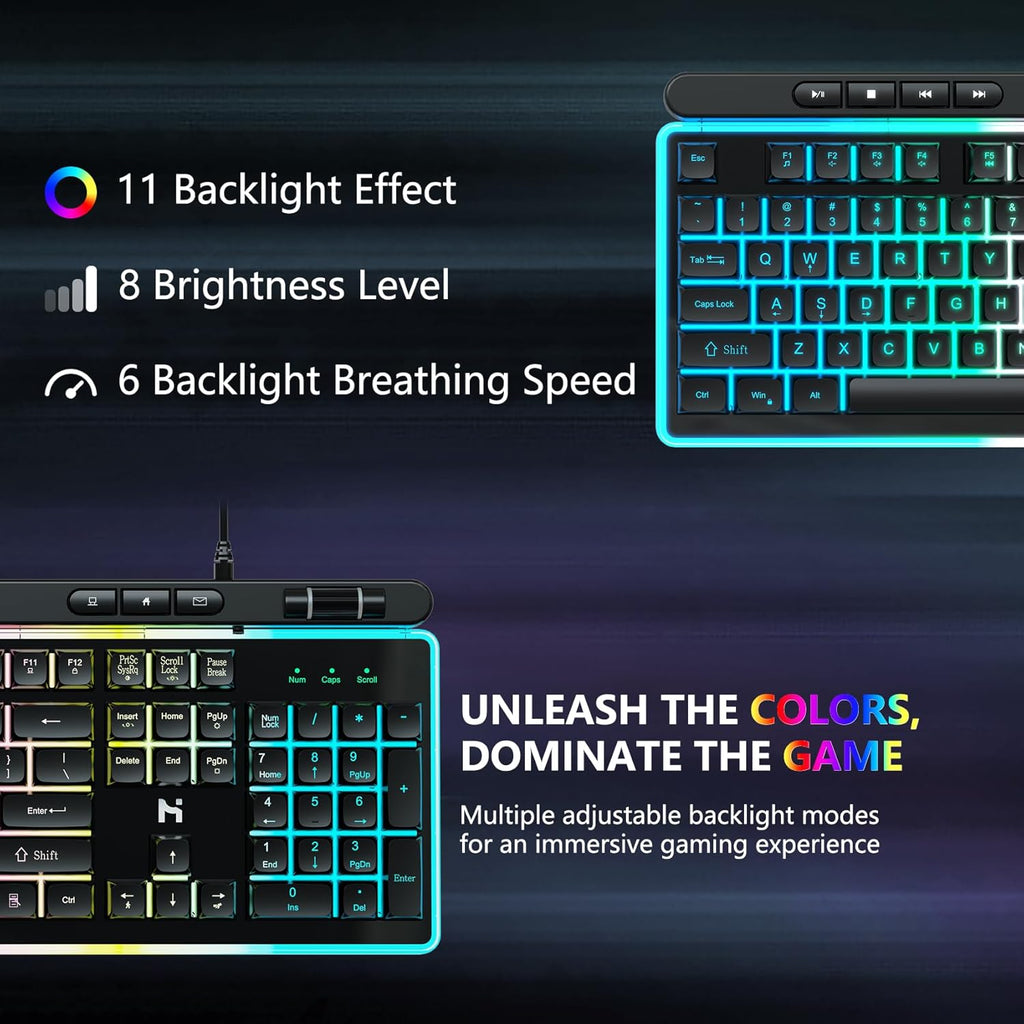 104 Keys RGB Backlit Wired Gaming Keyboard and Mouse Combo L9192