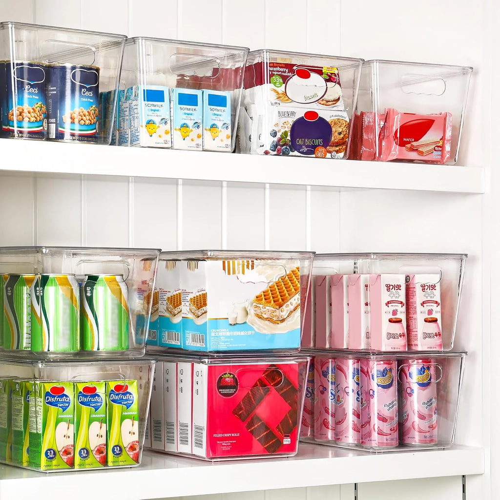 Clear Stackable Storage Bins with Lids, Large Plastic Containers with Handle S618