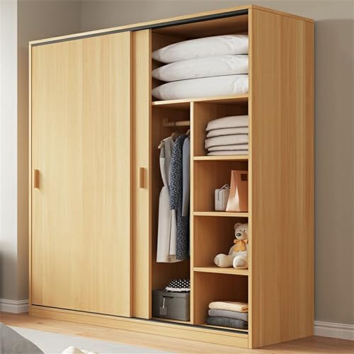 Solid Wood Wardrobe Closet Armoire Sliding Door Storage Cabinet 63" L x 18" W x 71" H V6546