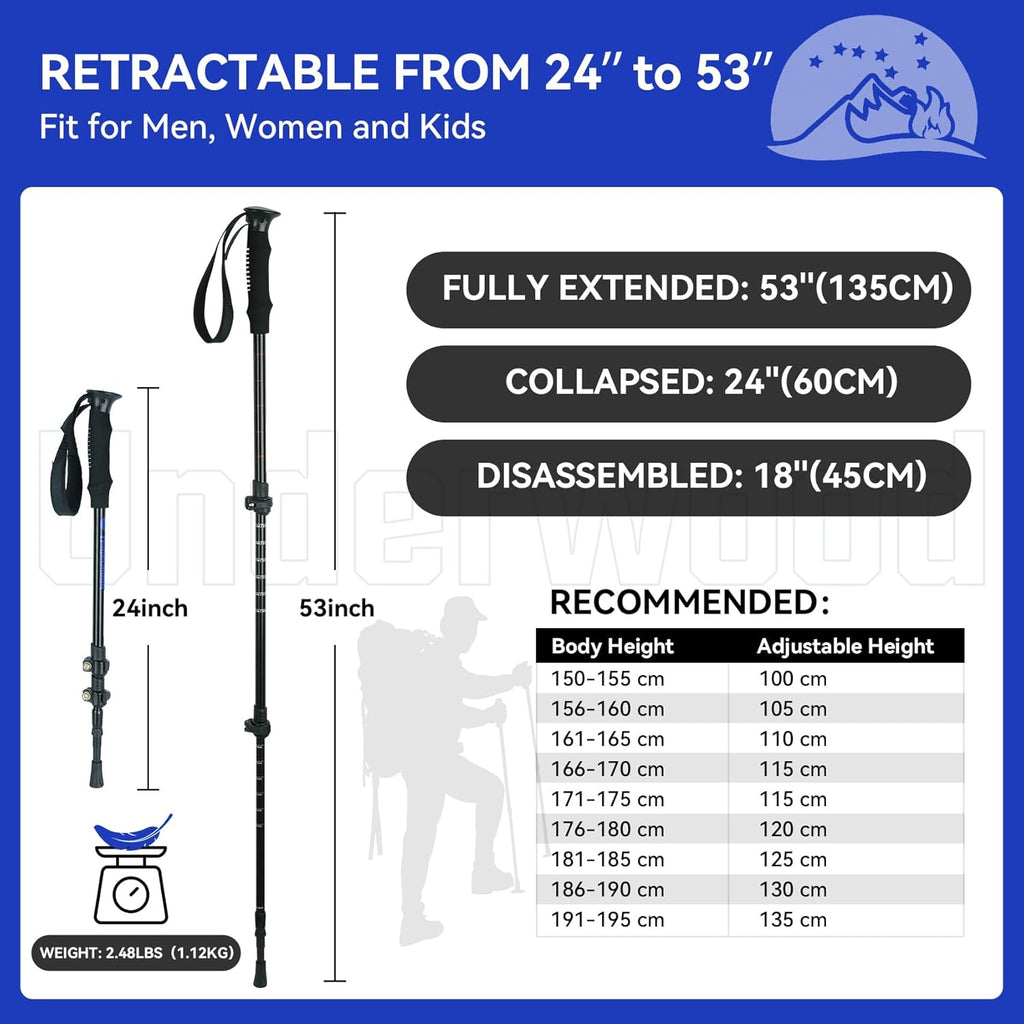 4 Pack Adjustable Aluminum Trekking Poles E661