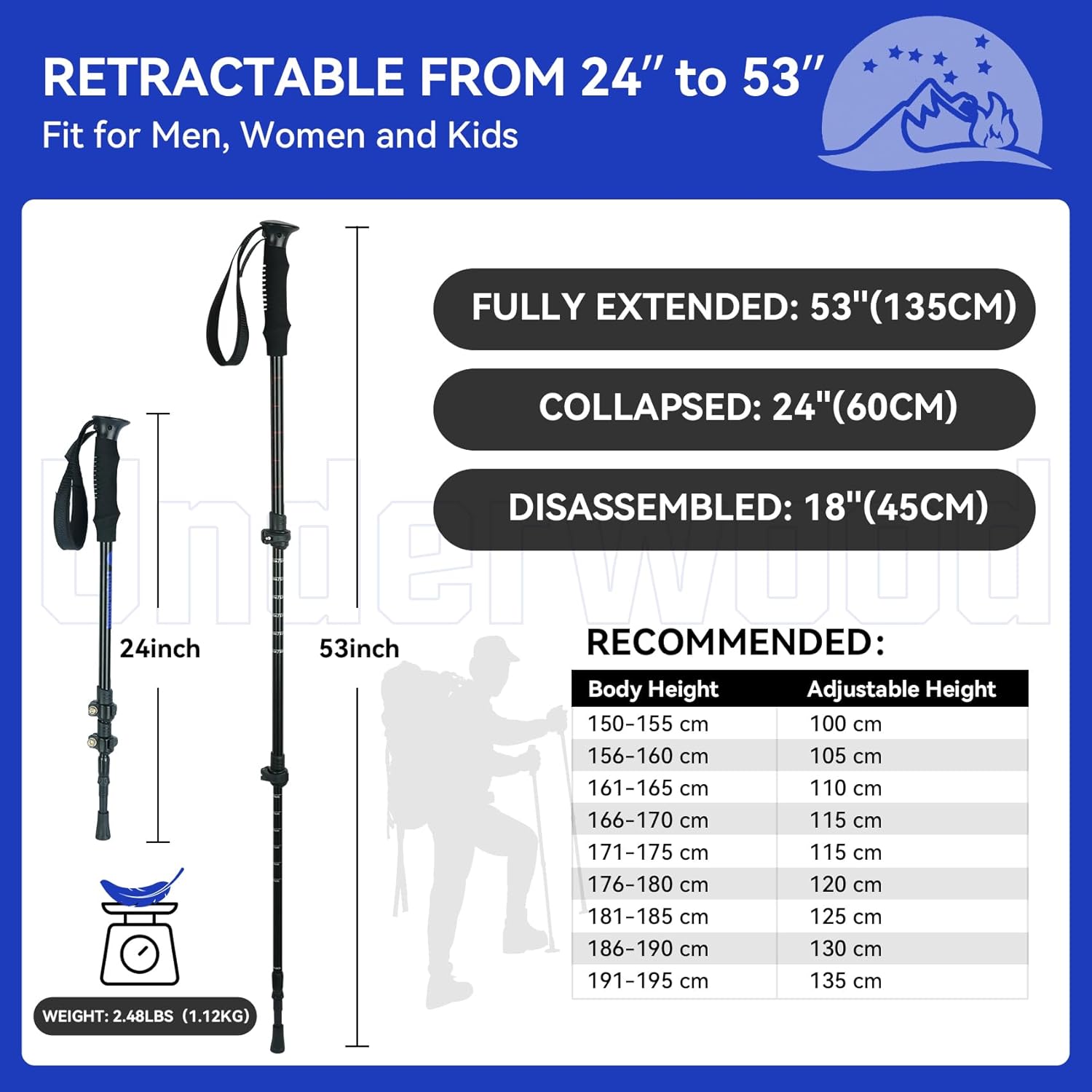 4 Pack Adjustable Aluminum Trekking Poles E661