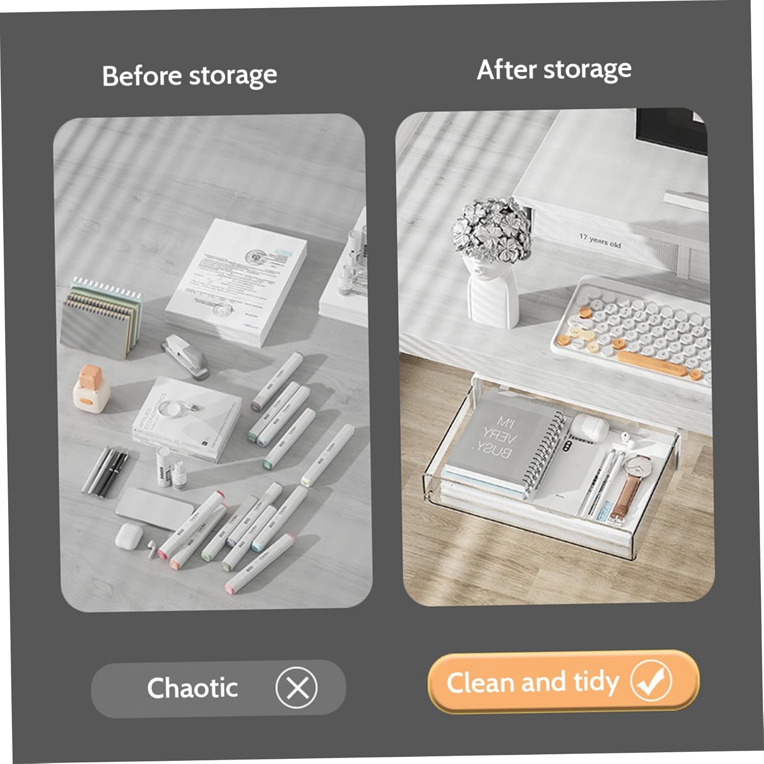 Adhesive Under Cabinet Drawer Slide Out Organizer U27737