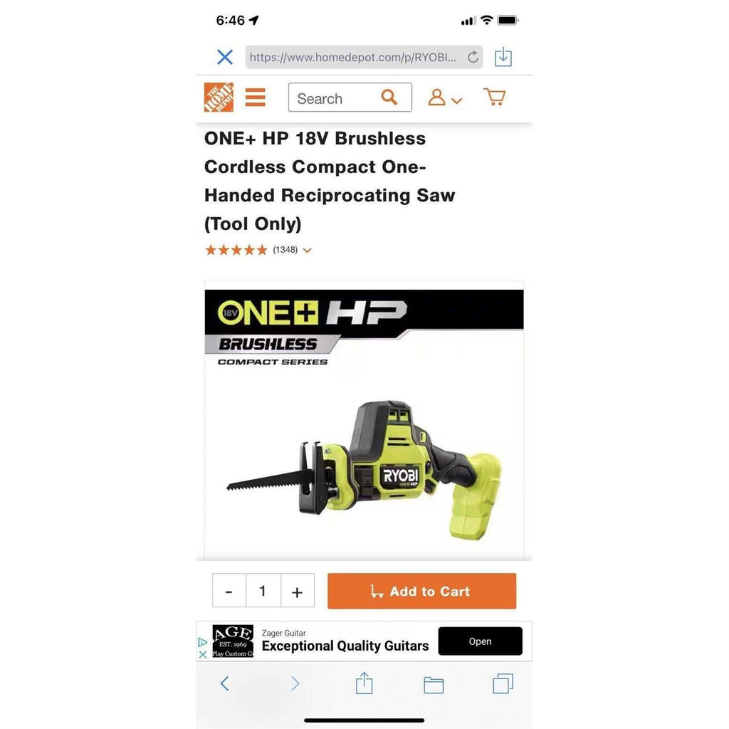 18V Brushless Cordless Compact Reciprocating Saw A2177