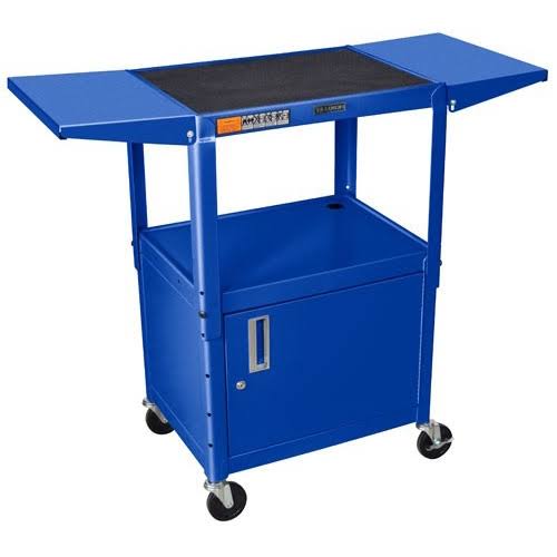 Adjustable Height Steel AV Cart with Cabinet and Drop Leaf V97417