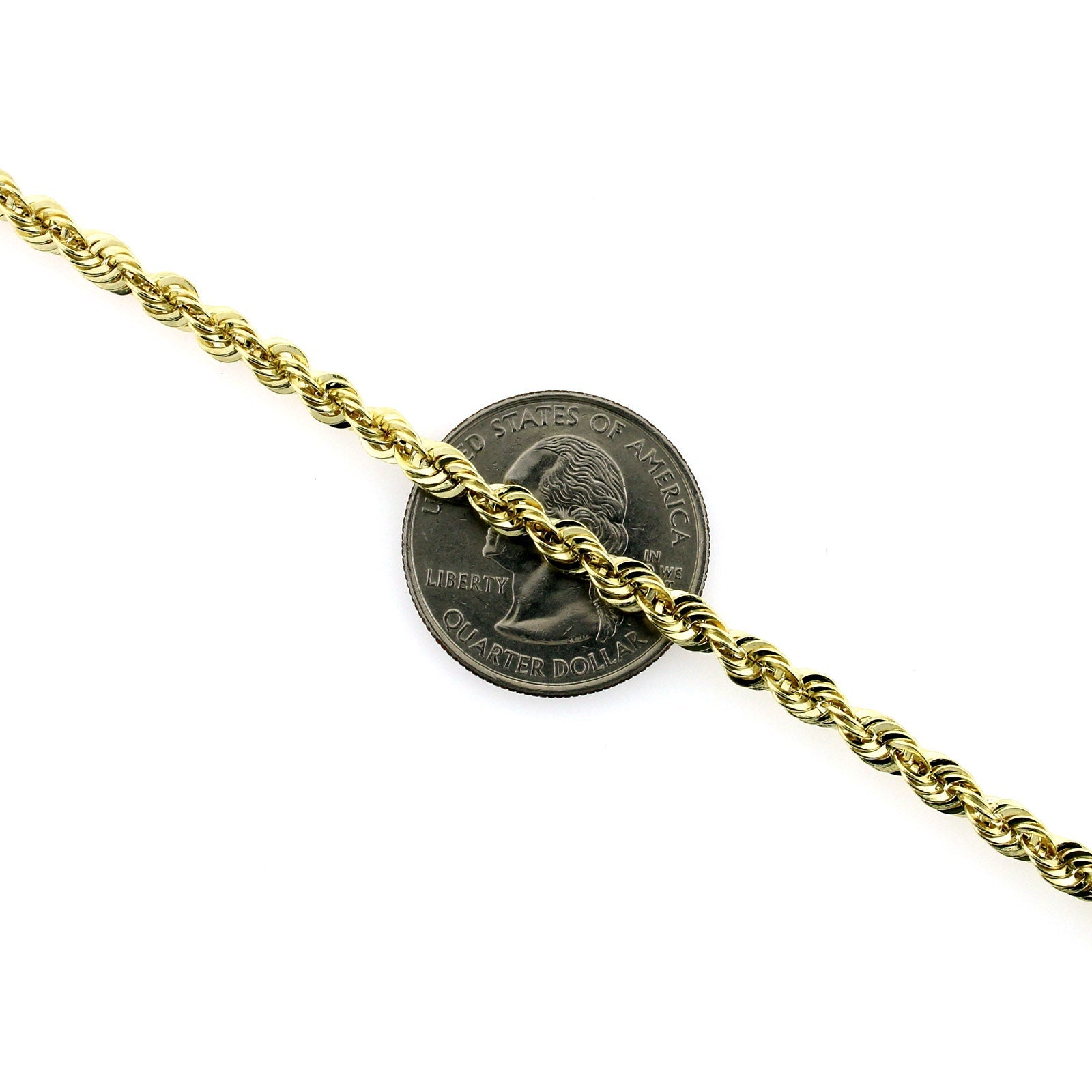 Yellow Gold Rope Chain Necklace 4MM 18" A45504