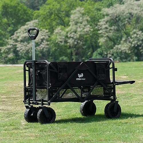 Collapsible Double Decker Wagon with All-Terrain Big Wheels Black I744710