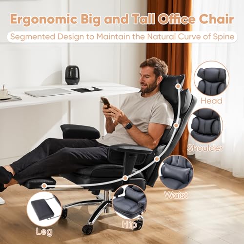 Black PU Leather High Back Desk Chair with Footrest F271923