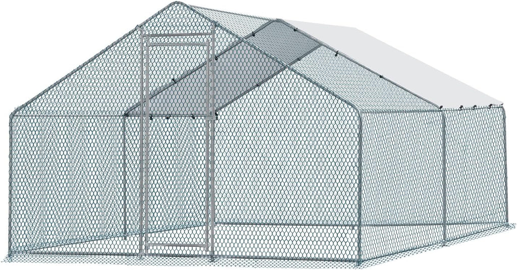 13 x 10 ft Large Metal Chicken Coop with Waterproof Cover O768447
