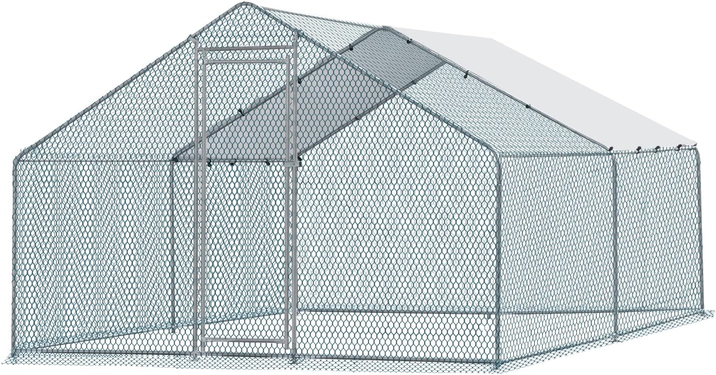 13 x 10 ft Large Metal Chicken Coop with Waterproof Cover O768447