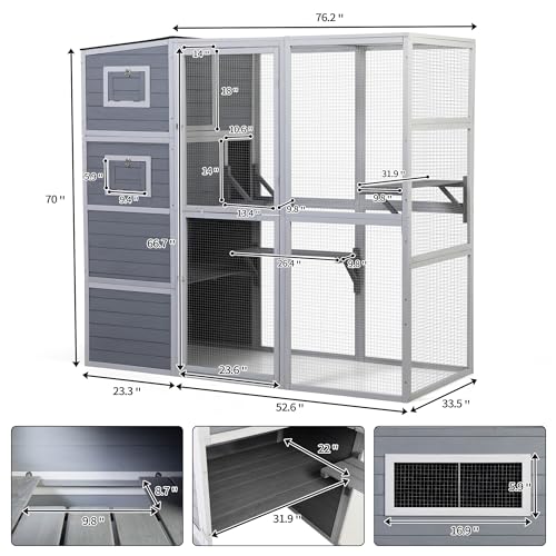 Large Weatherproof 4-Tier Cat Cage with 2 Platforms M683