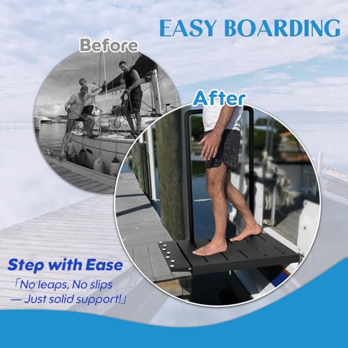 Black Metal Dock Boarding Platform with Safety Handrail M42782