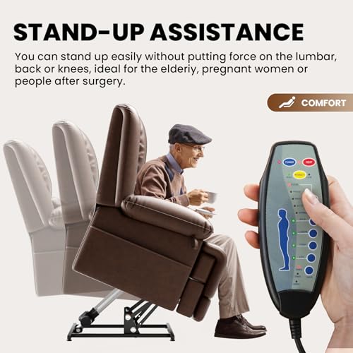 Red Brown Power Lift Recliner Chair with Massage and Heat O360