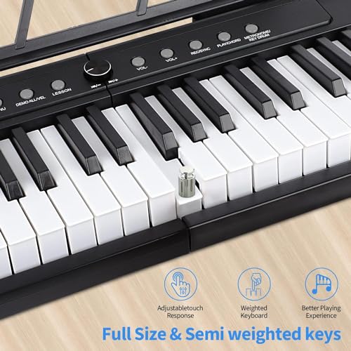 88 Key Semi Weighted Electric Digital Piano with Sustain Pedal, Power Supply, Stand, Carrying Case, Headphones J885993