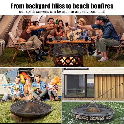 27 Inch Heavy-Duty Steel Mesh Fire Pit Screen H7250