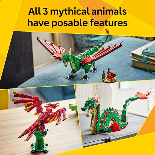 LEGO Creator 3 in 1 Medieval Dragon Toy Building Toy with 3 Build Options D96763