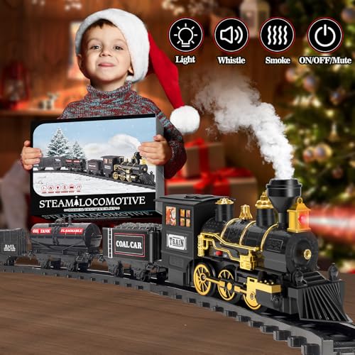 Electric Black Train Set with Water Steam, Sounds & Lights L2077