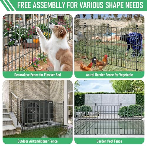 32in H x 23.6ft L Rustproof Metal Fence D935814