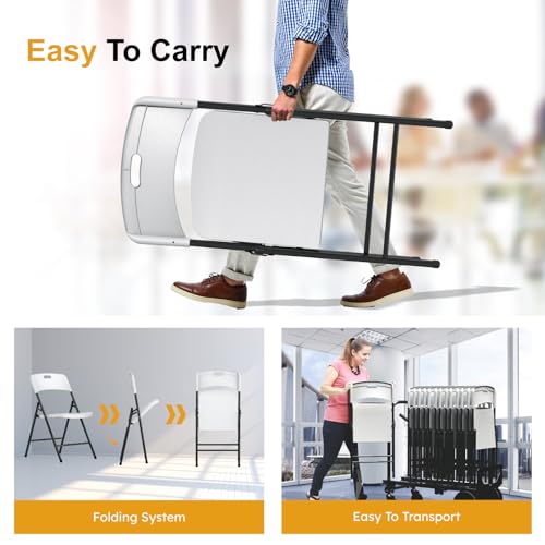White Plastic Folding Chairs, 6 Pack N67884