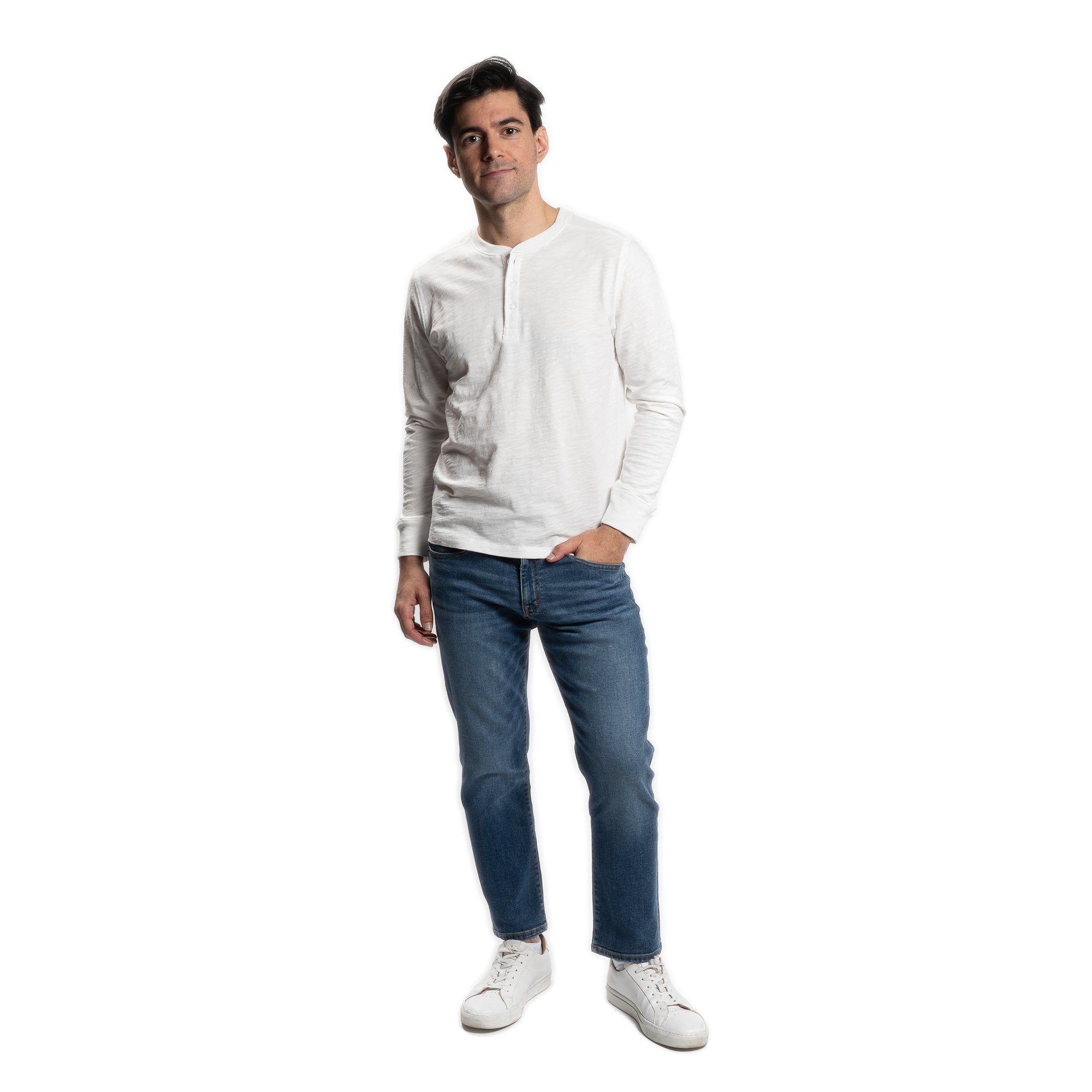 Henley Shirt Long Sleeve - White