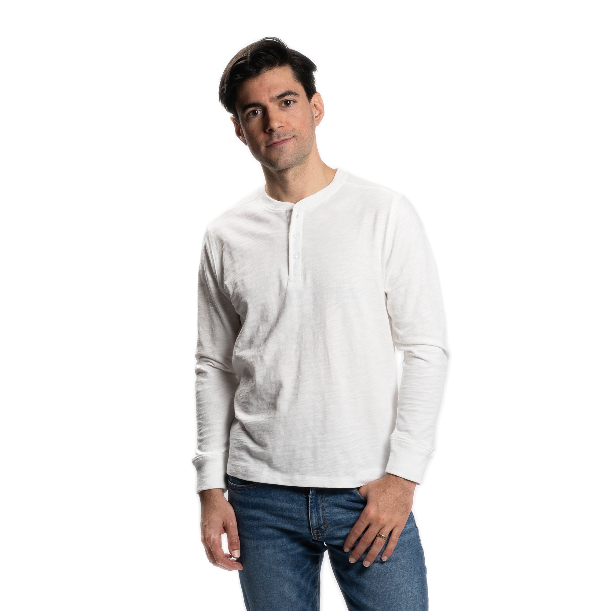 Henley Shirt Long Sleeve - White