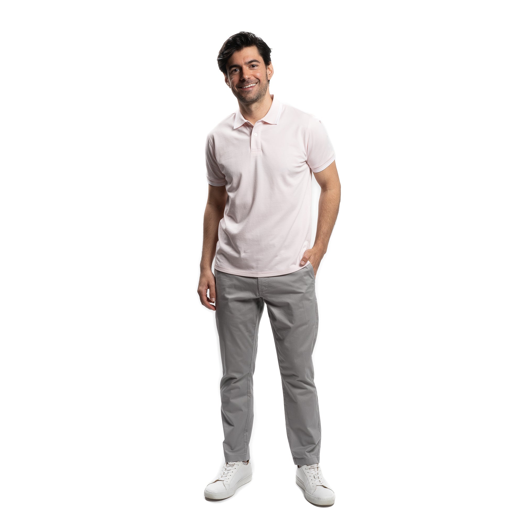 James Polo Shirt - Pale Pink Tipped