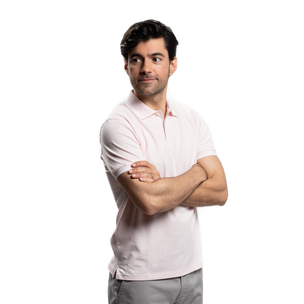 James Polo Shirt - Pale Pink Tipped