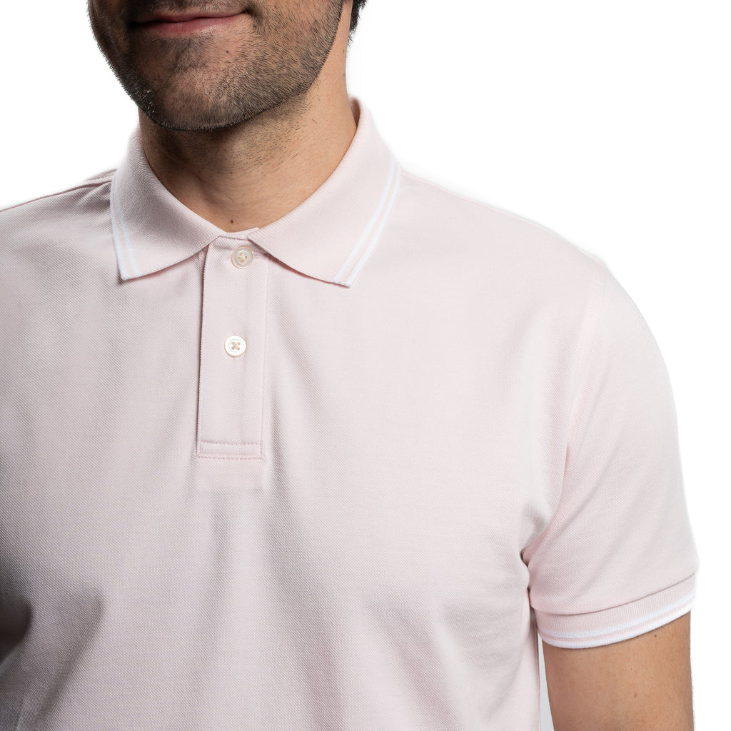 James Polo Shirt - Pale Pink Tipped