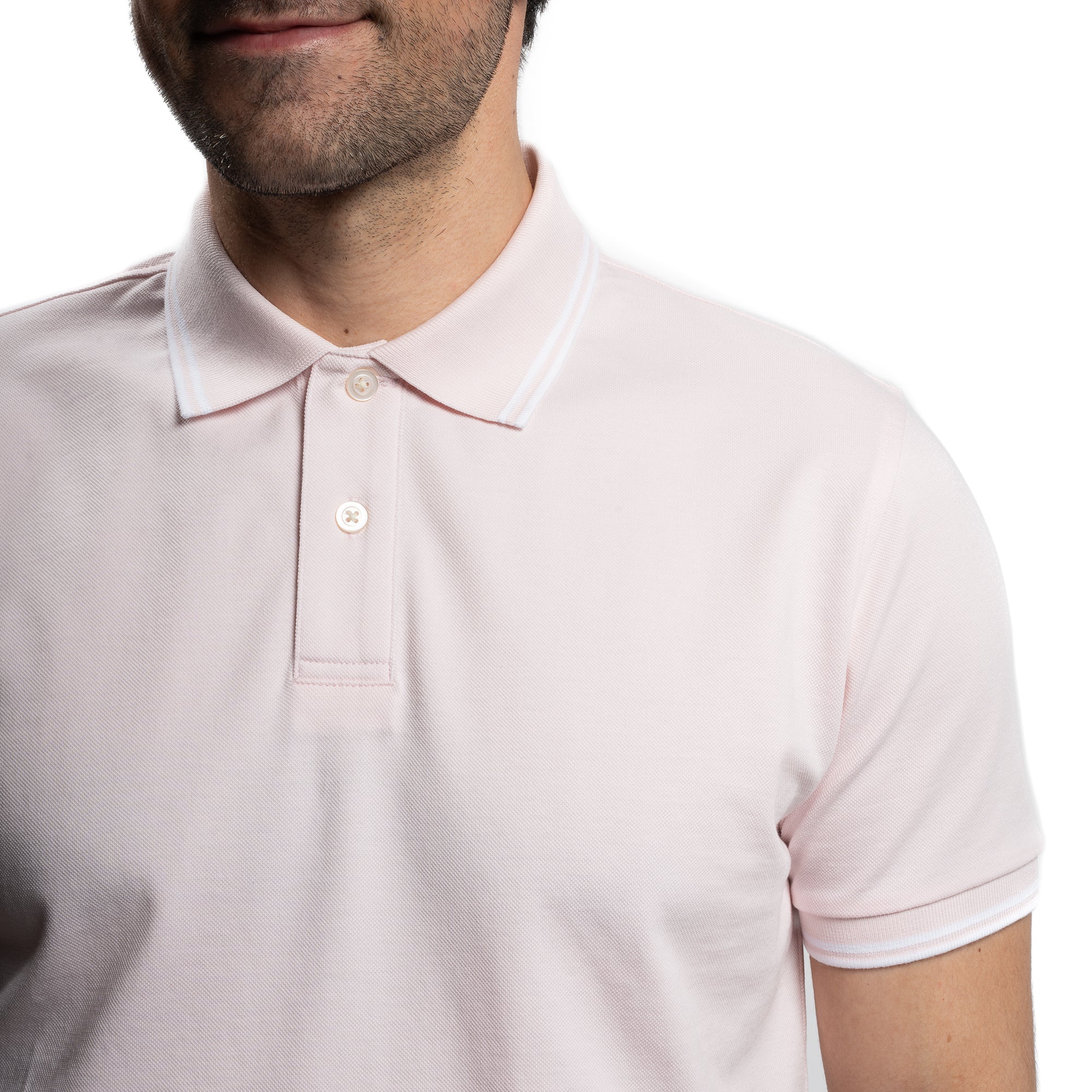 James Polo Shirt - Pale Pink Tipped