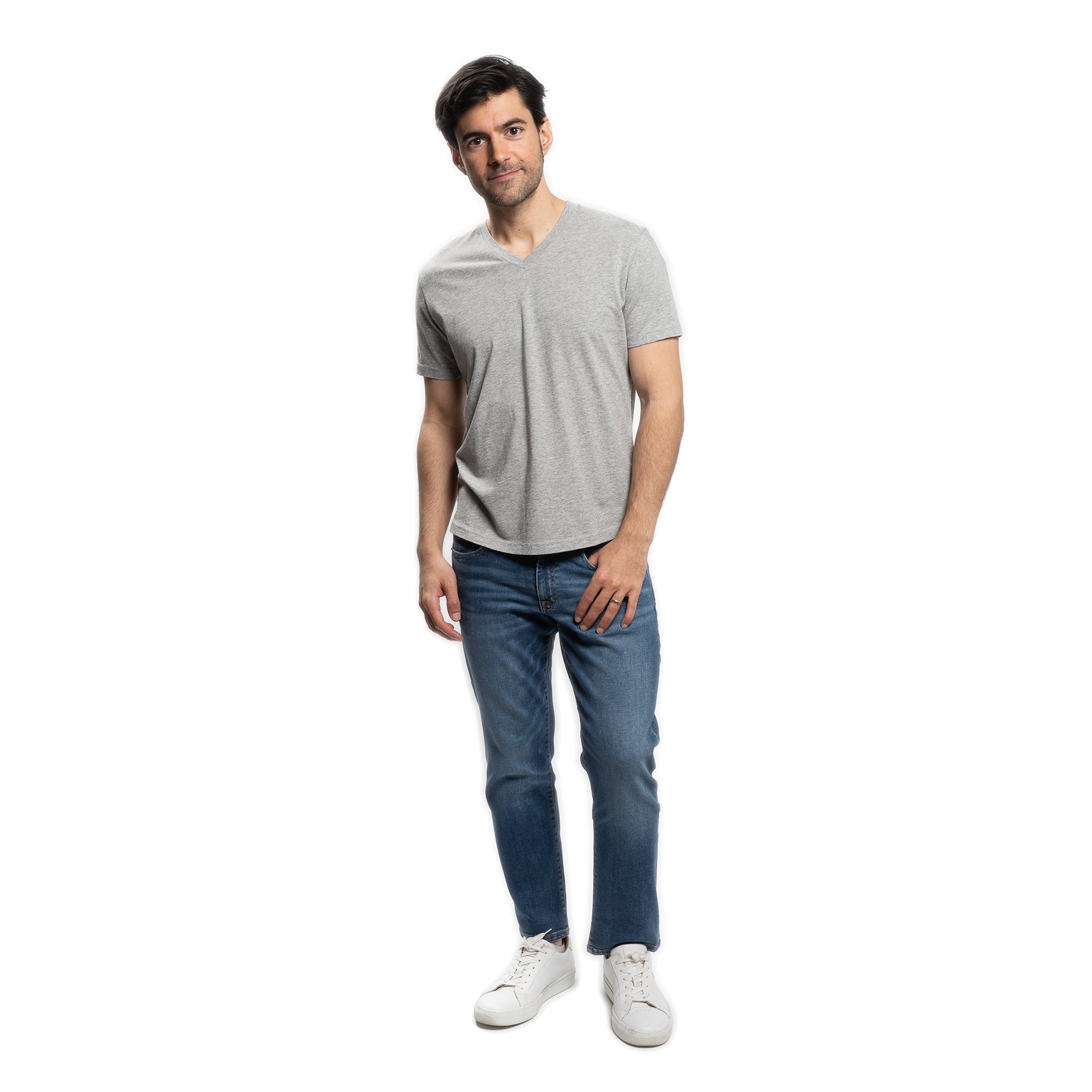 The V Neck T - Heather Grey