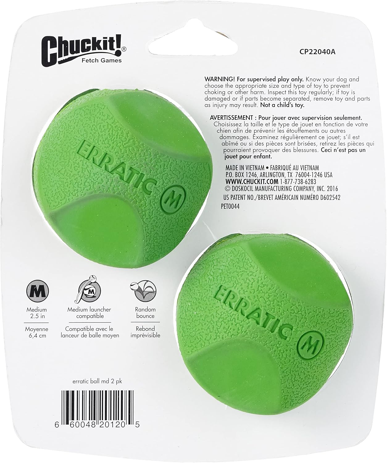 Medium 2.5 Inch Pack of 2 Dog Toy M493