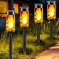 8 Packs Solar Torches with Flickering Flame Waterproof Transparent LED Solar Pathway Lights R3429