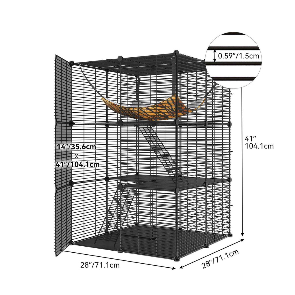3-Tiers Metal Cat Cage with Hammock R765458