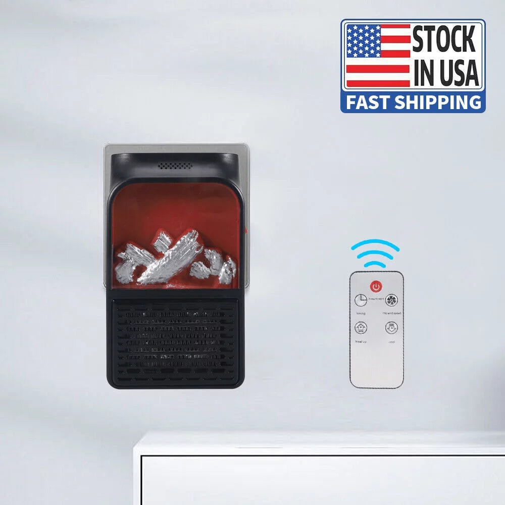 Compact Plug-in Wall Outlet Heater with Timer and Remote Control I9561