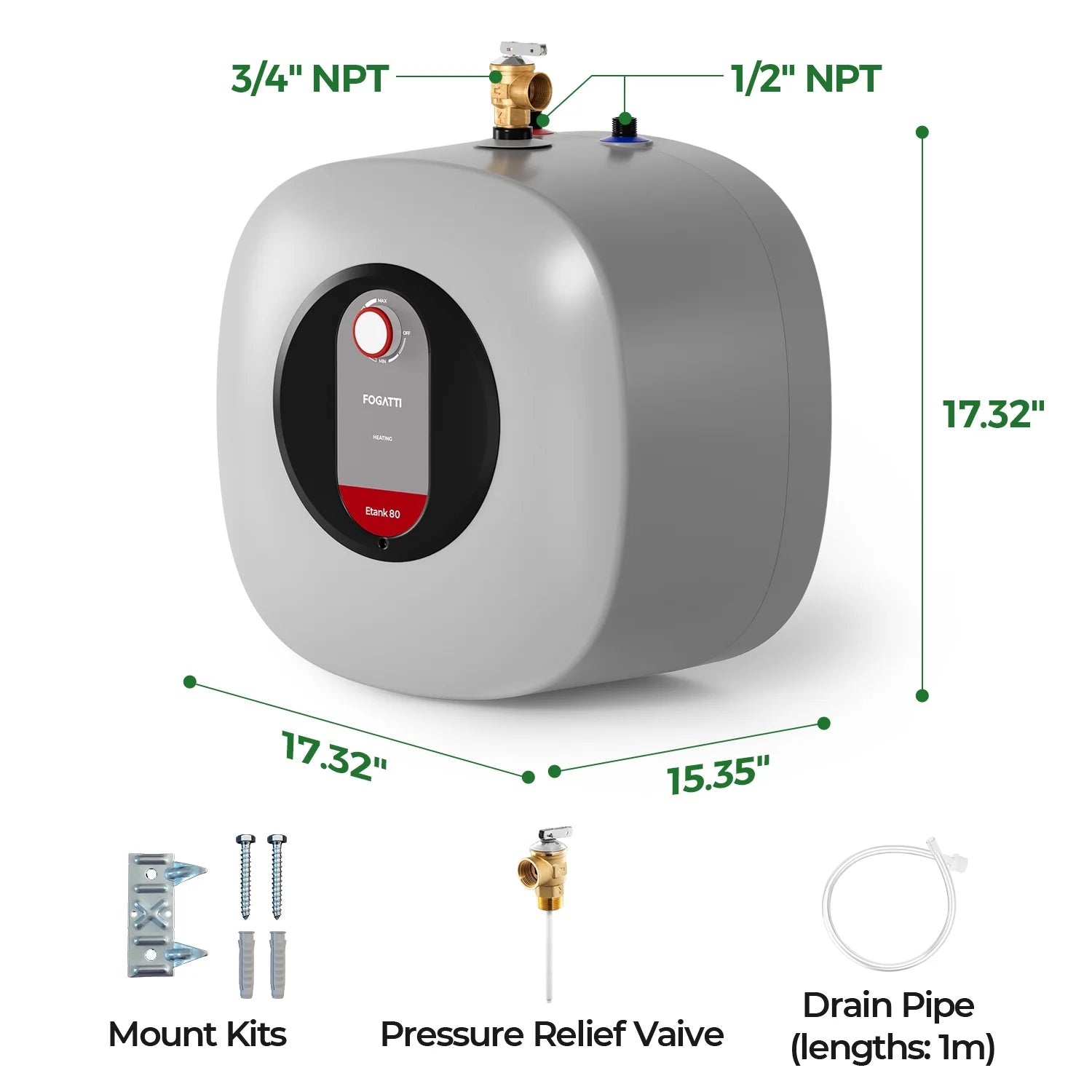 8 Gallon Electric Mini Tank Water Heater T57812