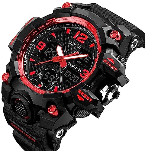 Men's Analog Sports Watch LED Military Digital Watch Electronic Stopwatch Large Dual Dial Time Outdoor Army Wrist Watch Tactical W19917