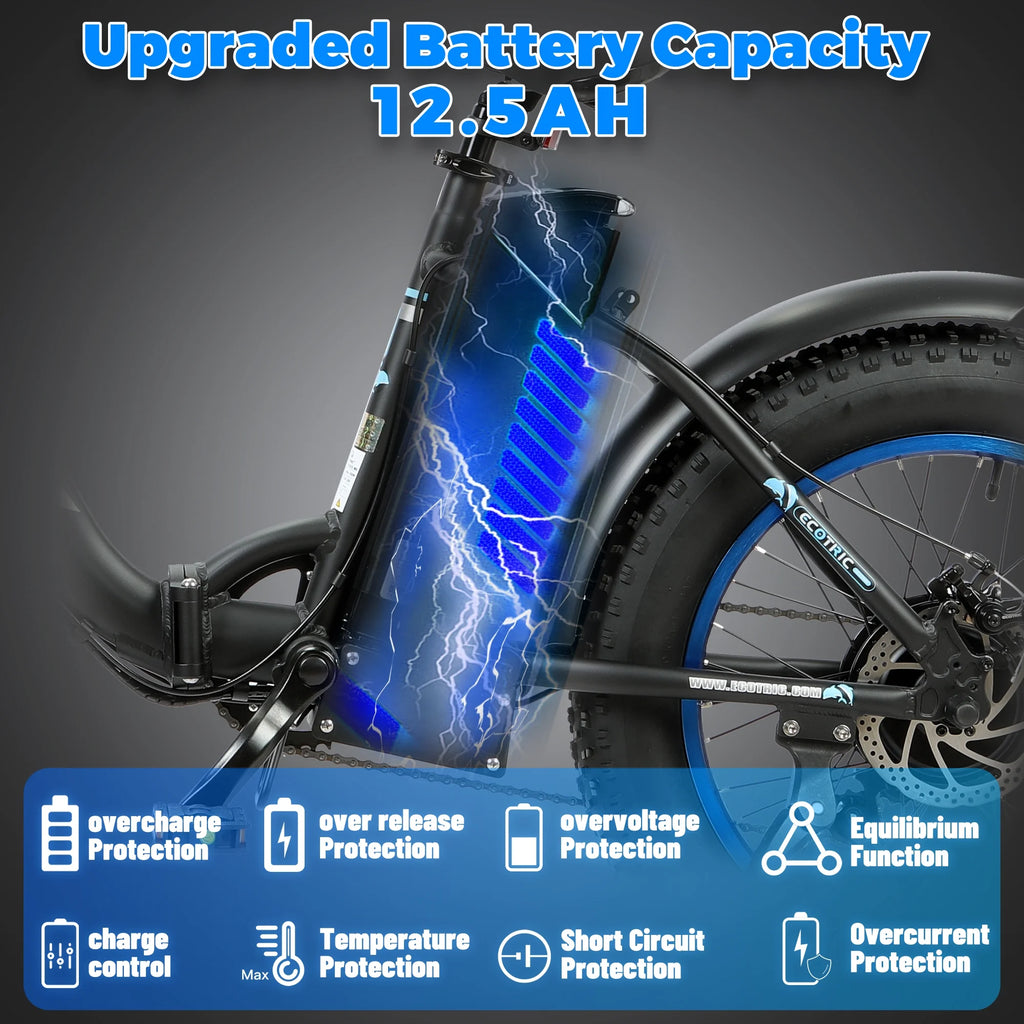 Foldable 20" 500W 36V Electric Bicycle Fat Tire Removable Battery 7 Speed J8529